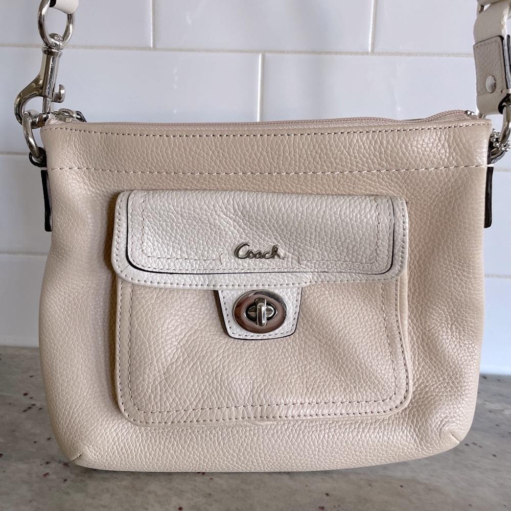 Coach Penelope Crossbody Purse in Cream and White